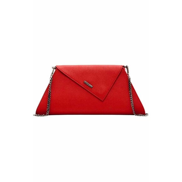 Red Leather Clutch Purse Womens Small Crossbody Bag With Chain Strap Crossbody - Picture 1 of 8